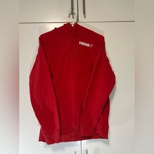 Gymshark Crest Hoodie Men's L Red Gym Training Pullover Fleece Sweatshirt